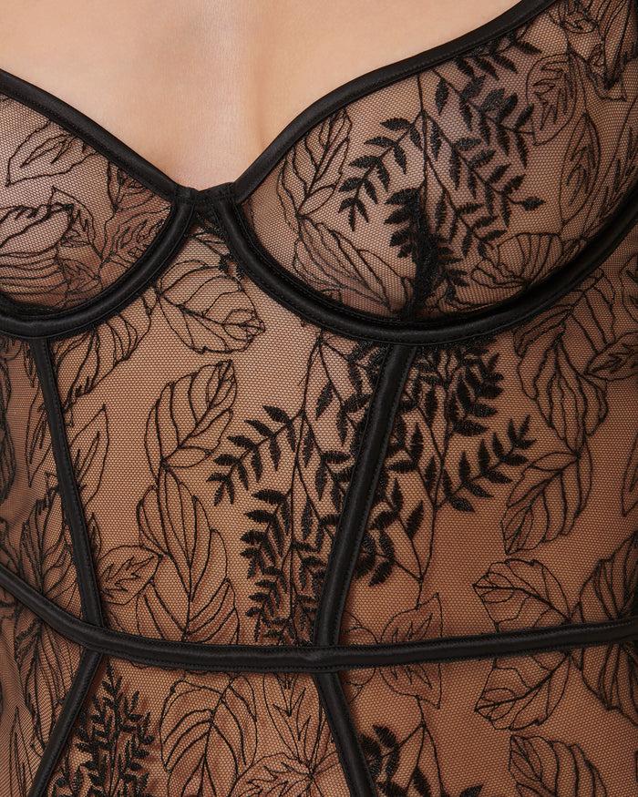 Bluebella Seraphim Embroidered Sheer Bodysuit Black