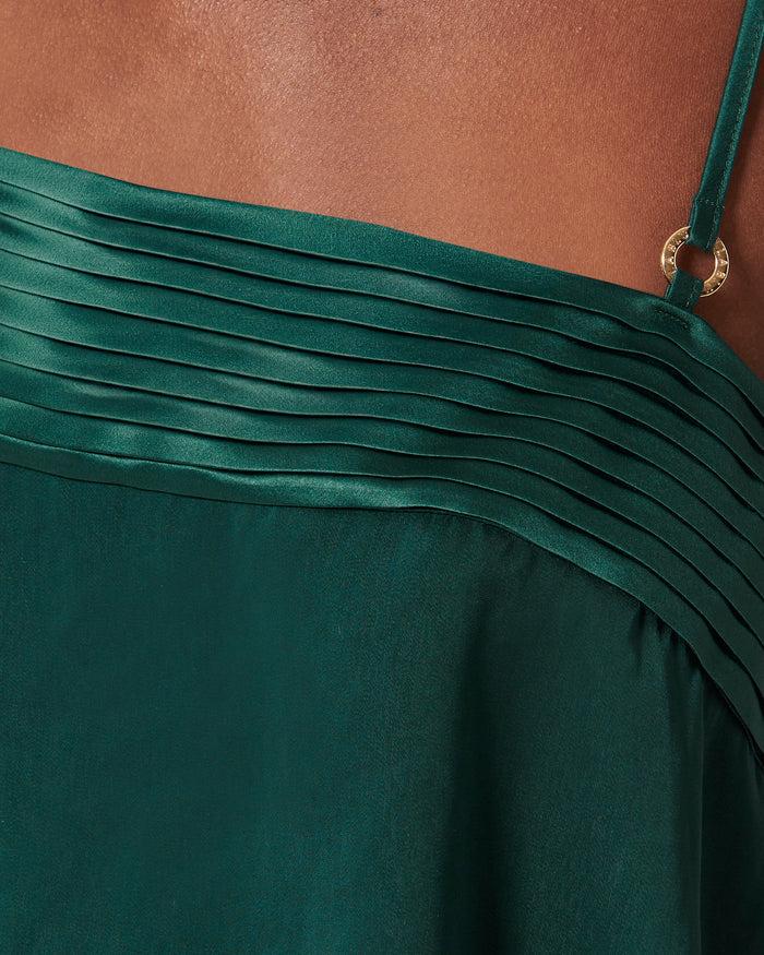 Bluebella Stephanie Luxury Satin Crop Cami And Short Set Botanical Garden Green