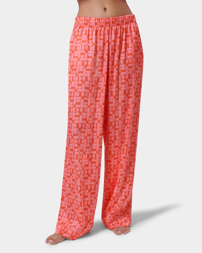 Bluebella Tabitha Luxury Satin Long Pyjama Set Hot Coral/Dianthus Pink