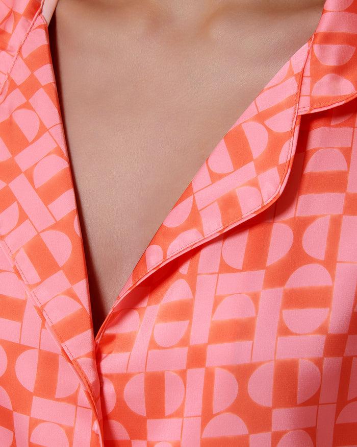 Bluebella Tabitha Luxury Satin Long Pyjama Set Hot Coral/Dianthus Pink