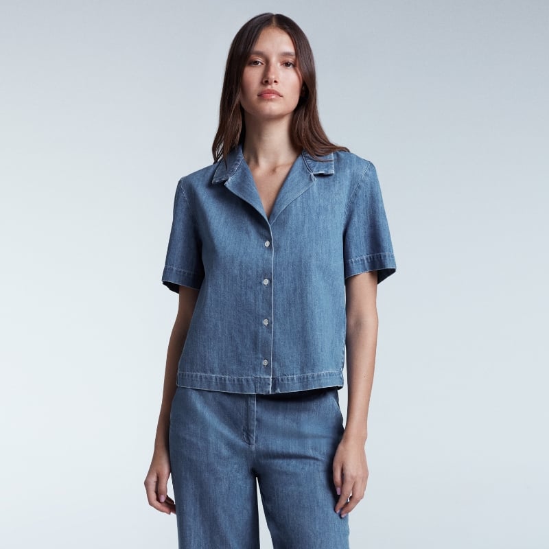 bluemint ARIA MEDIUM INDIGO Camp-Collar Denim Shirt