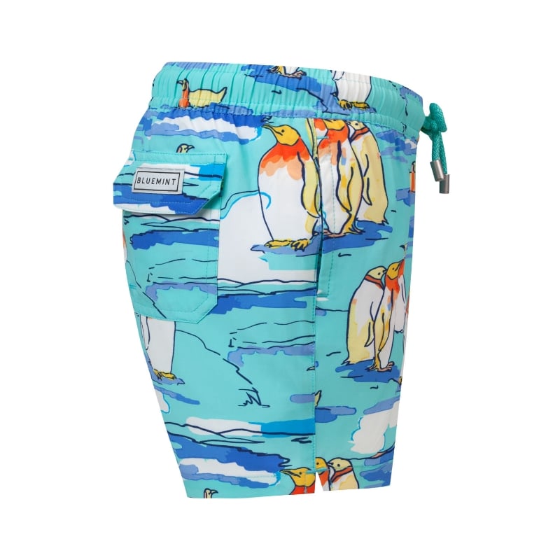 Bluemint ARTHUS BOY STRETCH GREEN PENGUI Kids Swim Shorts