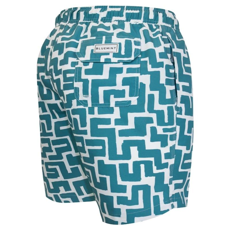 Bluemint ARTHUS LIGHT GREEN GEO Mid-Length Swim Shorts
