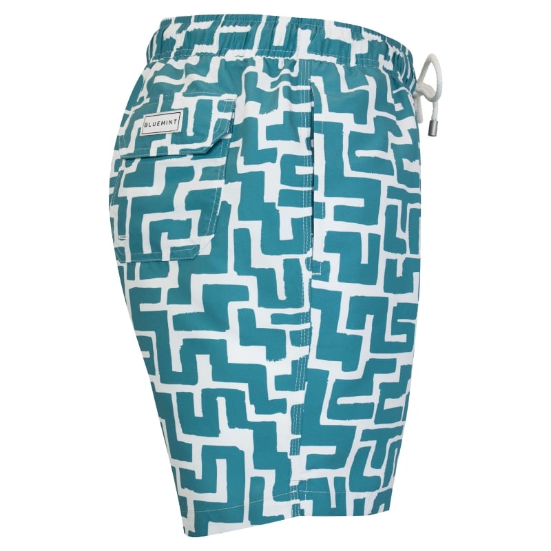 Bluemint ARTHUS LIGHT GREEN GEO Mid-Length Swim Shorts