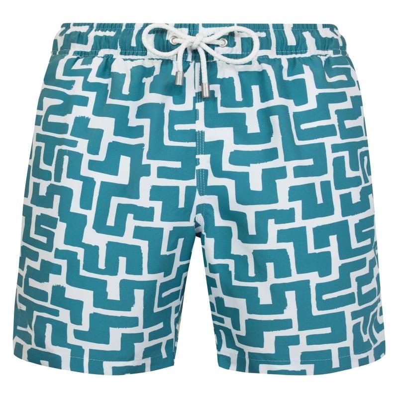 bluemint ARTHUS LIGHT GREEN GEO Mid-Length Swim Shorts