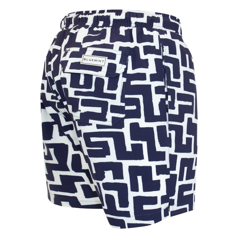 Bluemint ARTHUS STRETCH DARK NAVY GEO Four Way Stretch Swim Shorts