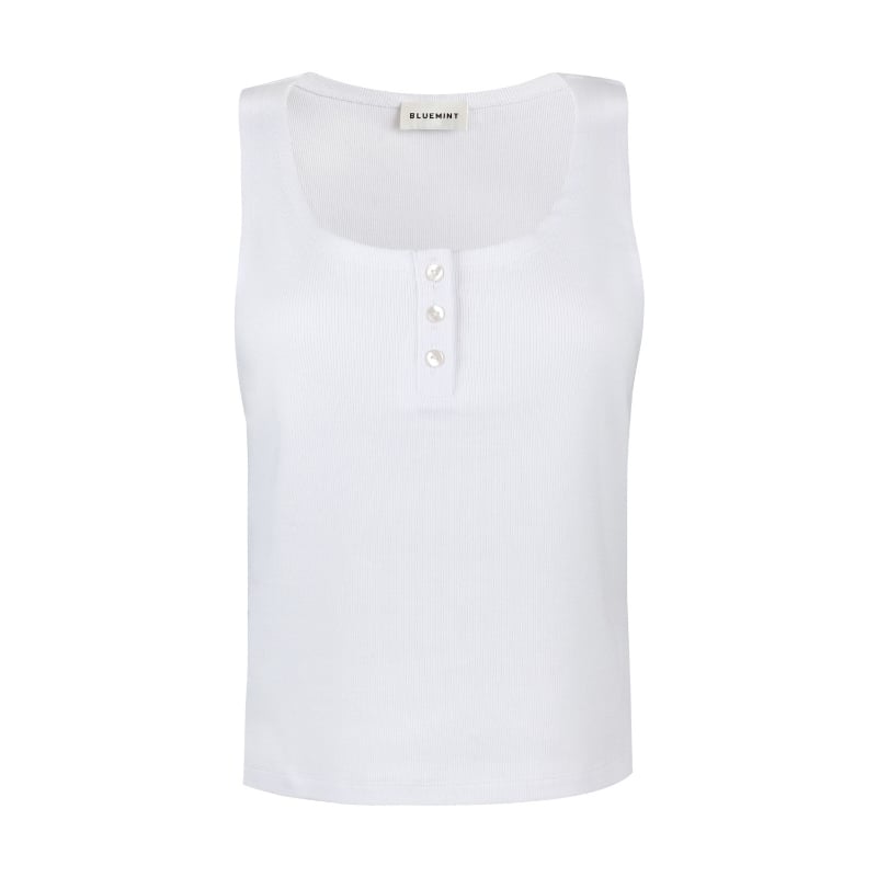 Bluemint ALINE WHITE Ribbed Stretch-Jersey Tank