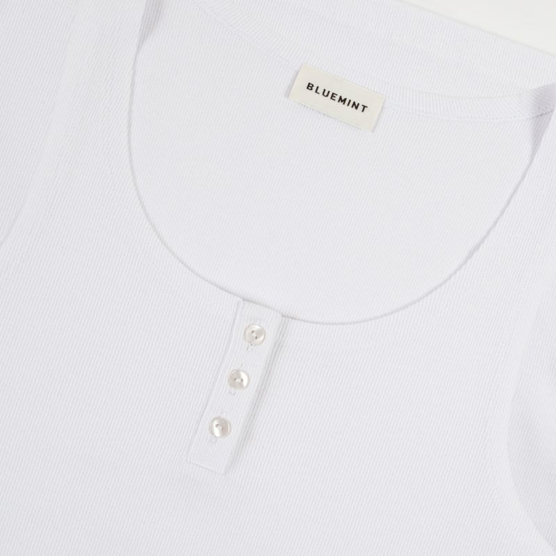 Bluemint ALINE WHITE Ribbed Stretch-Jersey Tank