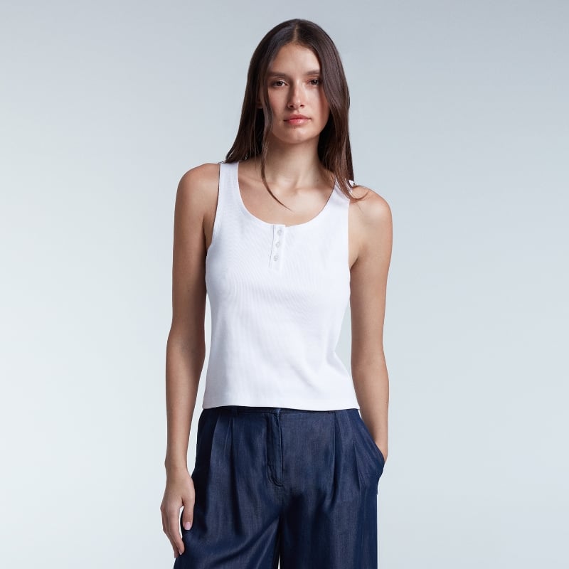 bluemint ALINE WHITE Ribbed Stretch-Jersey tank