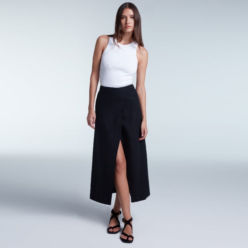 Bluemint ANISSA BLACK Linen Midi Wrap Skirt