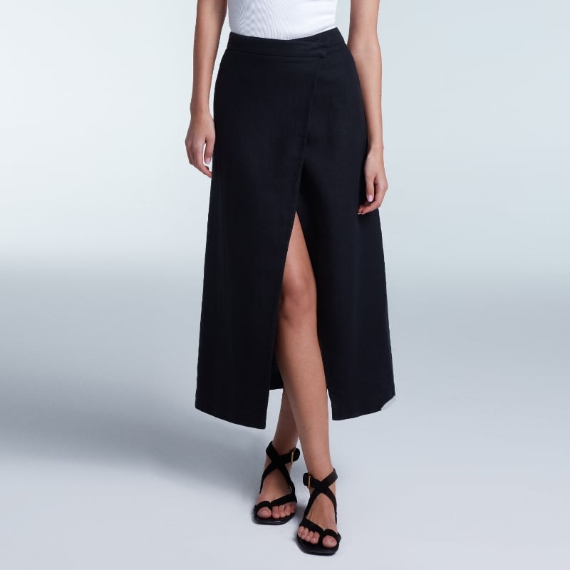 bluemint ANISSA BLACK Linen Midi Wrap Skirt