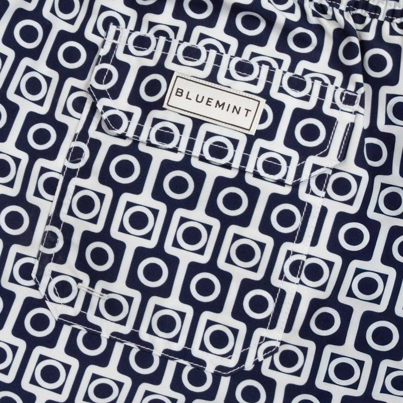 Bluemint ARTHUS NAVY CIRCLE Mid-Length Swim Shorts