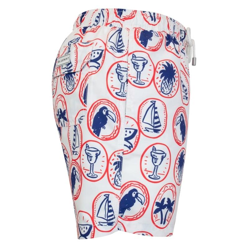 Bluemint ARTHUS WHITE PATCH Mid-Length Swim Shorts