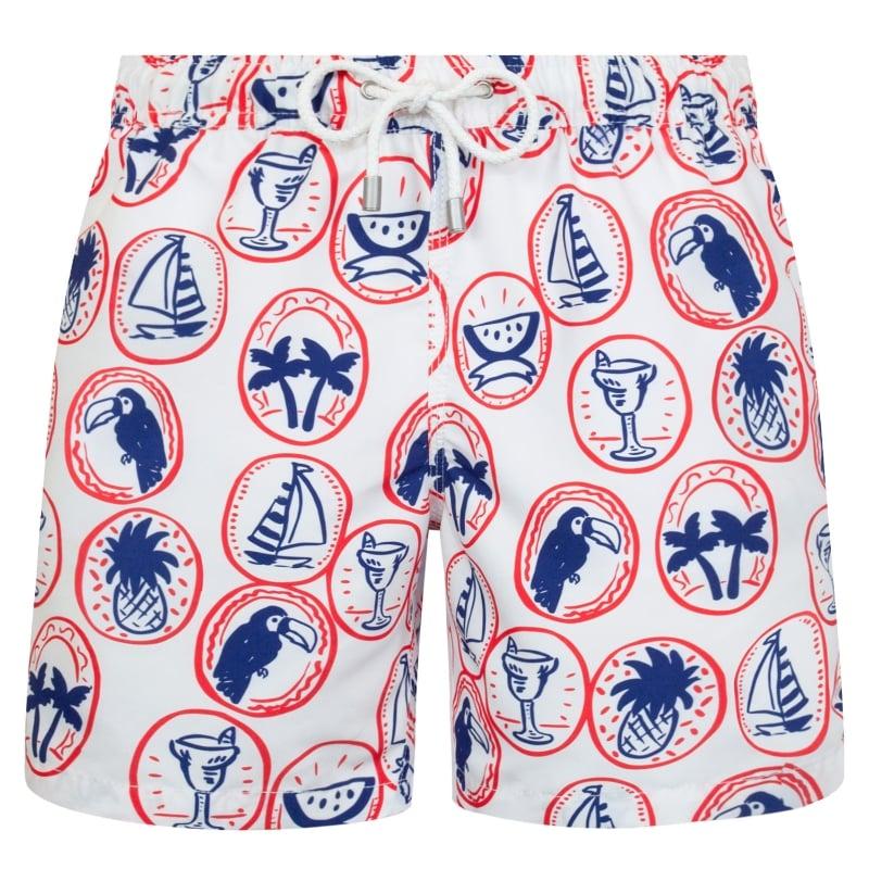 bluemint ARTHUS WHITE PATCH Mid-Length Swim Shorts