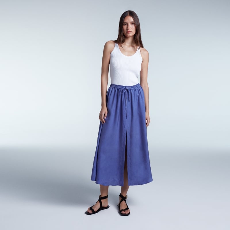 Bluemint AURORA LIGHT SAPPHIRE Silk Midi Skirt