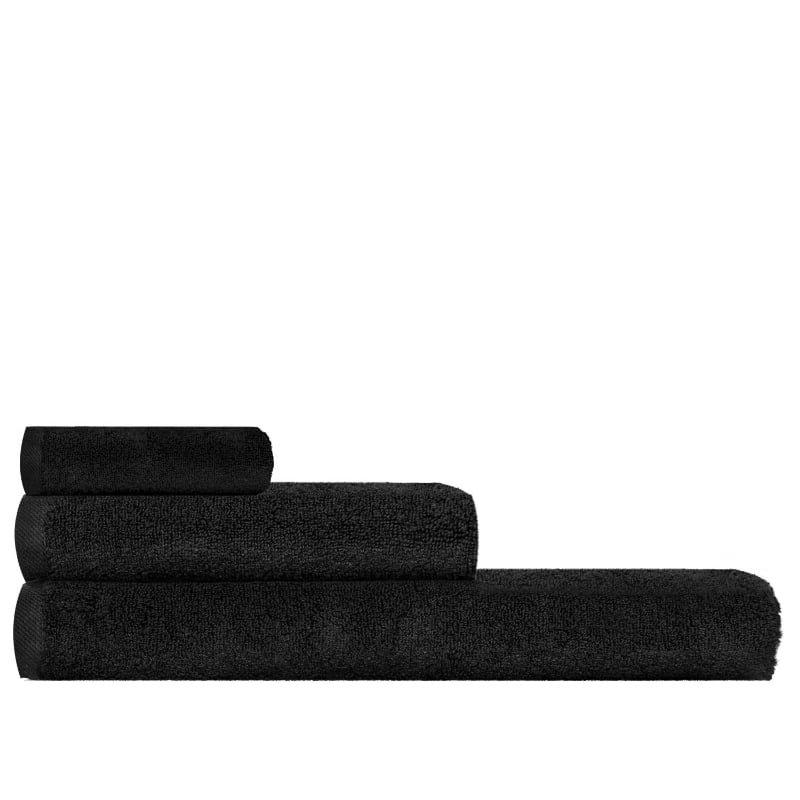 bluemint BM TOWEL SET BLACK Cotton-Terry Towel Set