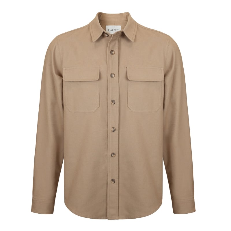 bluemint BRUNO BEIGE Brushed Cotton Overshirt