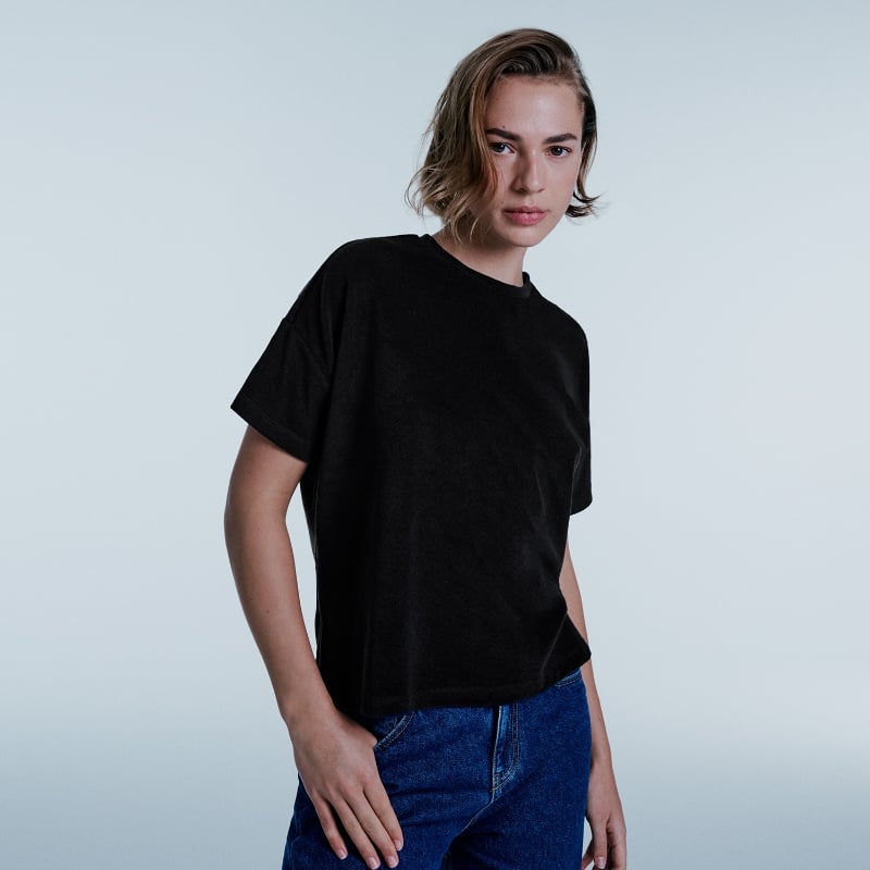 Bluemint CLOTTE BLACK Crew Neck Towelling T-Shirt