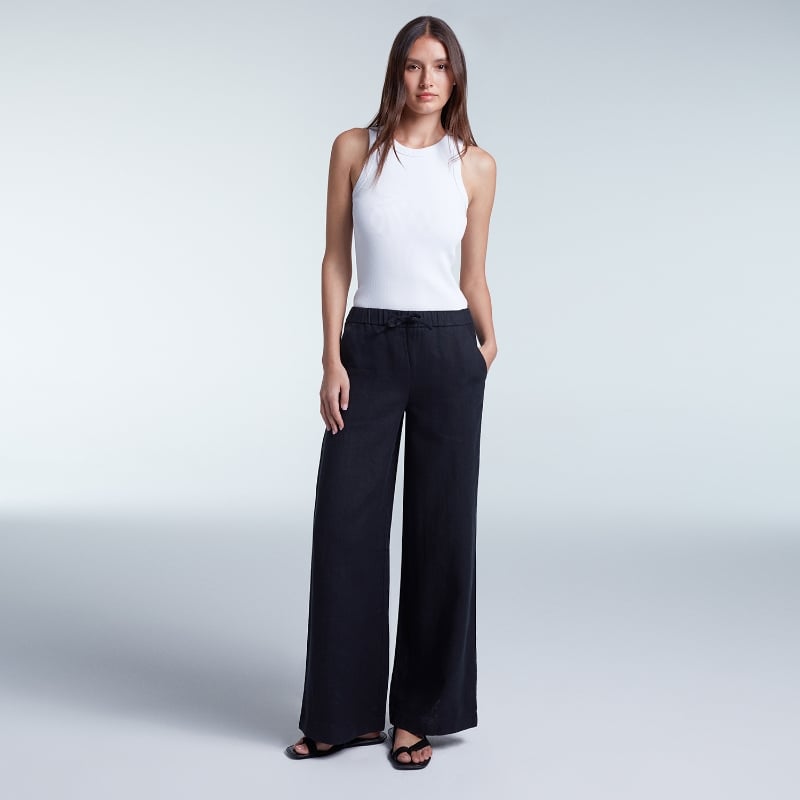 Bluemint DAISY BLACK Wide-Leg Linen Trousers