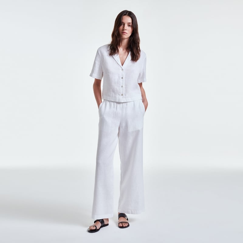 Bluemint DAISY WHITE Wide-Leg Linen Trousers