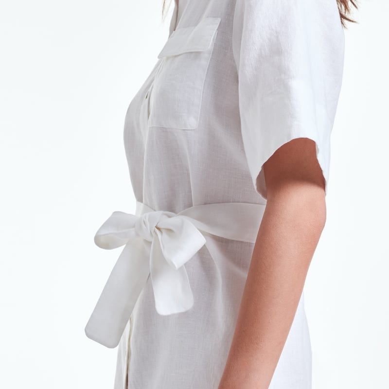 Bluemint DIYA WHITE Belted Linen Dress