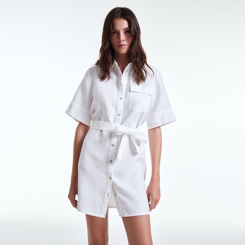 bluemint DIYA WHITE Belted Linen Dress