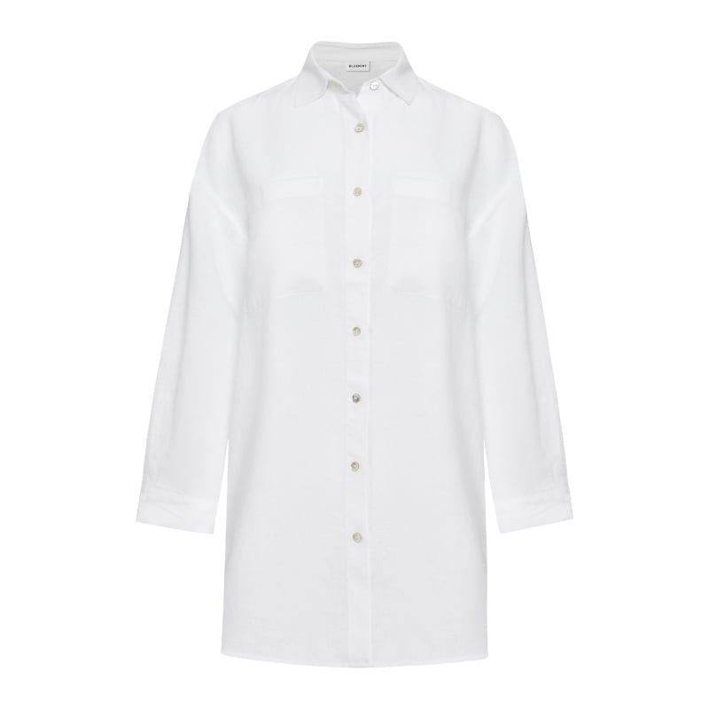 Bluemint ELODIE WHITE Long Sleeve Linen Cover-Up