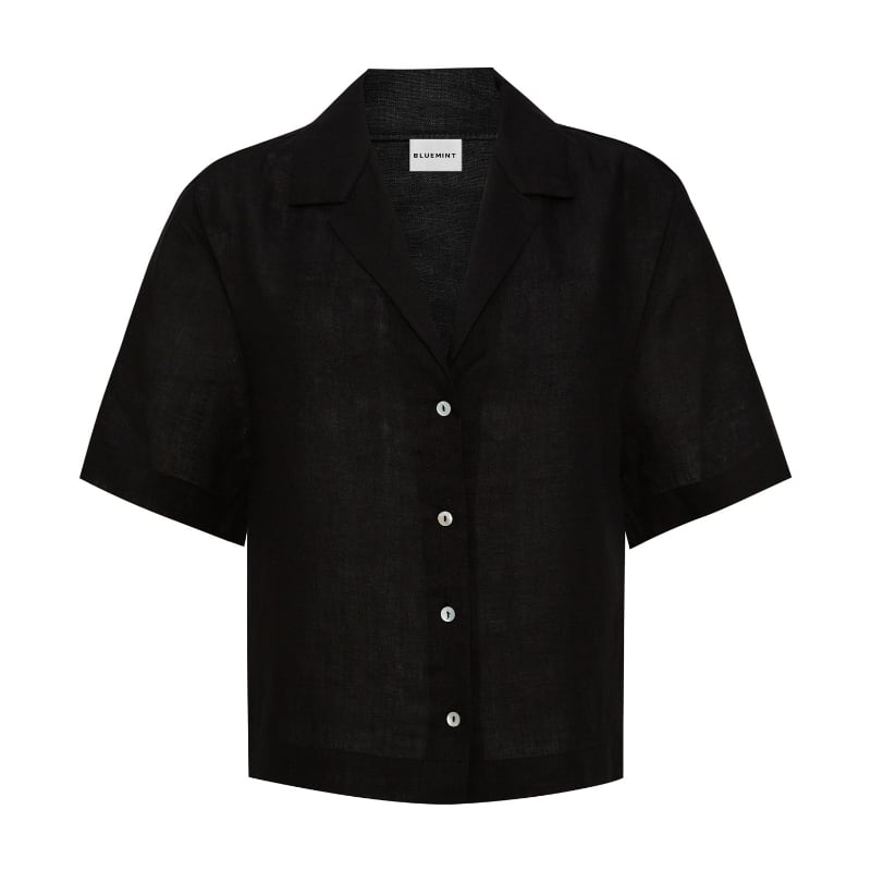 Bluemint ISLA BLACK Camp-Collar Linen Shirt