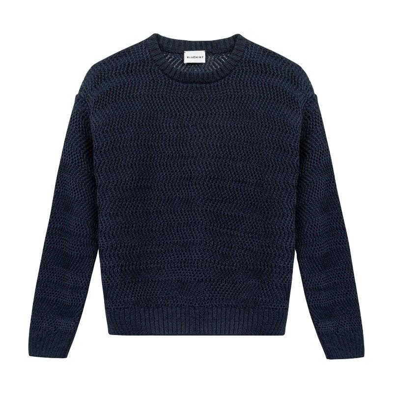 Bluemint JULIE DARK NAVY Crochet Linen Sweater