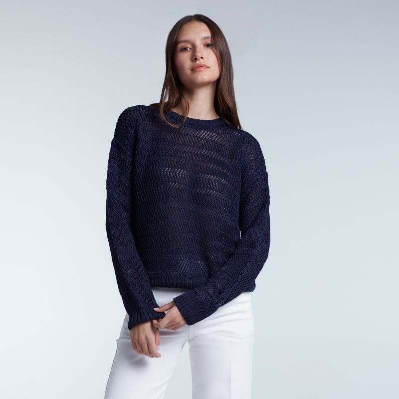 Bluemint JULIE DARK NAVY Crochet Linen Sweater