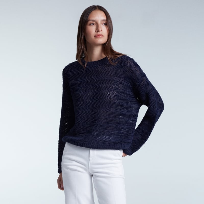 bluemint JULIE DARK NAVY Crochet Linen Sweater