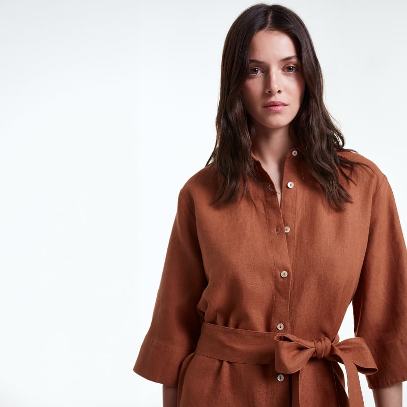 Bluemint JULIETTE TOFFEE Midi Linen Shirt Dress