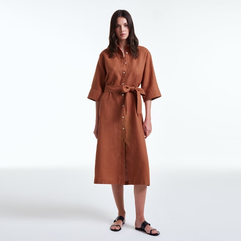 bluemint JULIETTE TOFFEE Midi Linen Shirt Dress