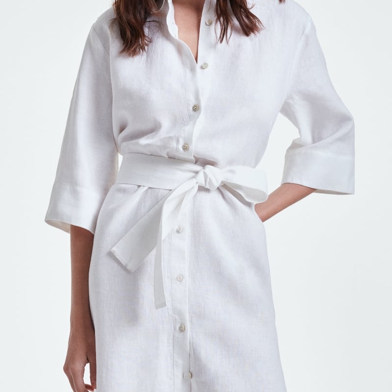 Bluemint JULIETTE WHITE Midi Linen Shirt Dress