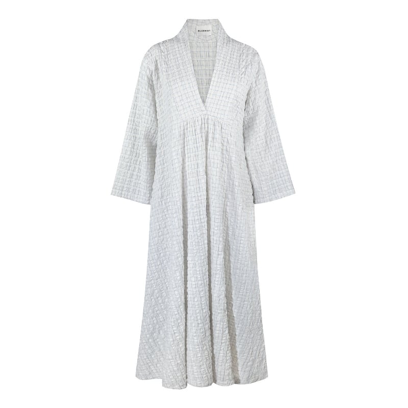 Bluemint KEINA LIGHT BLUE CHECK Maxi Cotton Dress