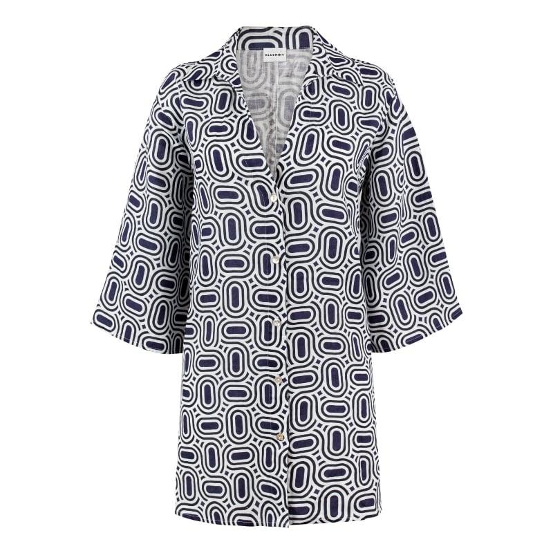 Bluemint LYDIA NAVY DIAMOND Linen Cover-Up