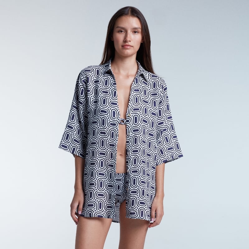 bluemint LYDIA NAVY DIAMOND Linen Cover-Up