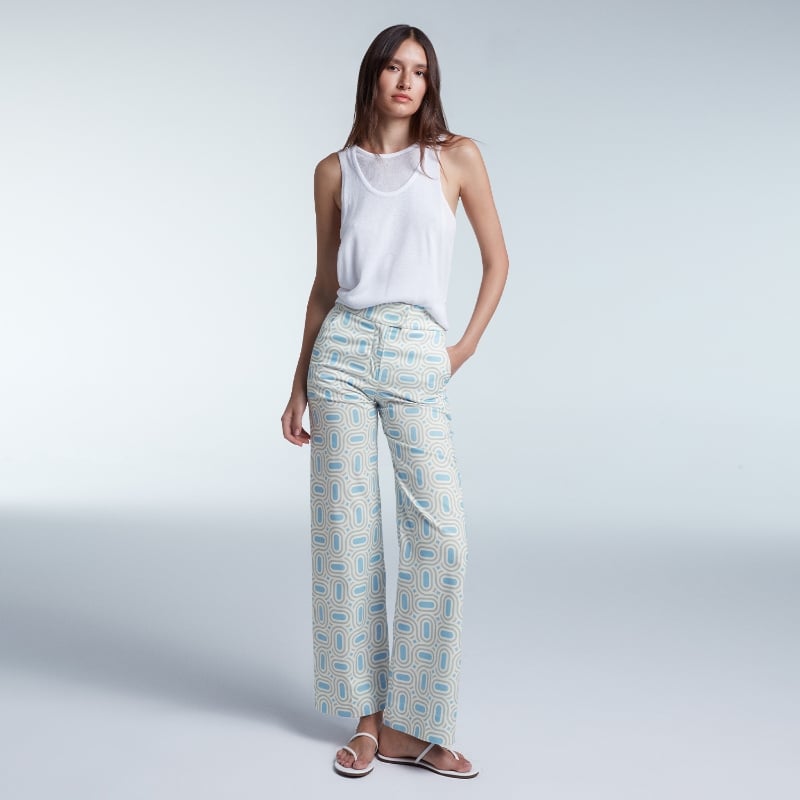 Bluemint LYNN BLUE DIAMOND Printed Flared Trousers
