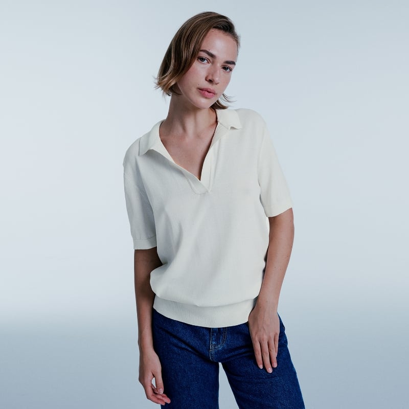 Bluemint MANON ECRU Knit Polo Shirt