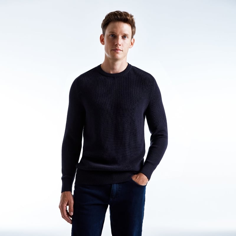 Bluemint MIKE DARK NAVY Ribbed Cotton Sweater