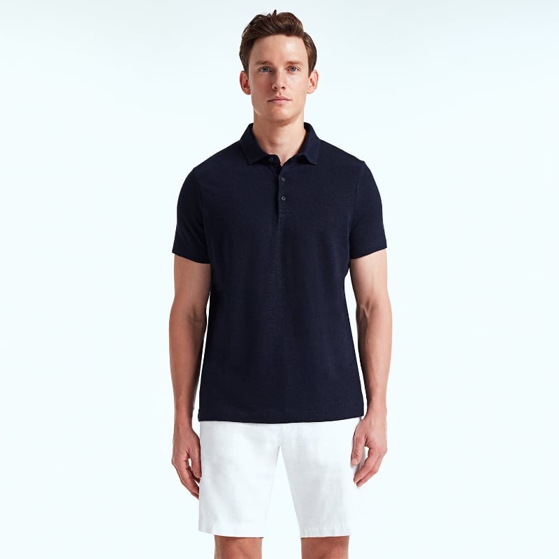 Bluemint MORITZ DARK NAVY Linen Polo Shirt
