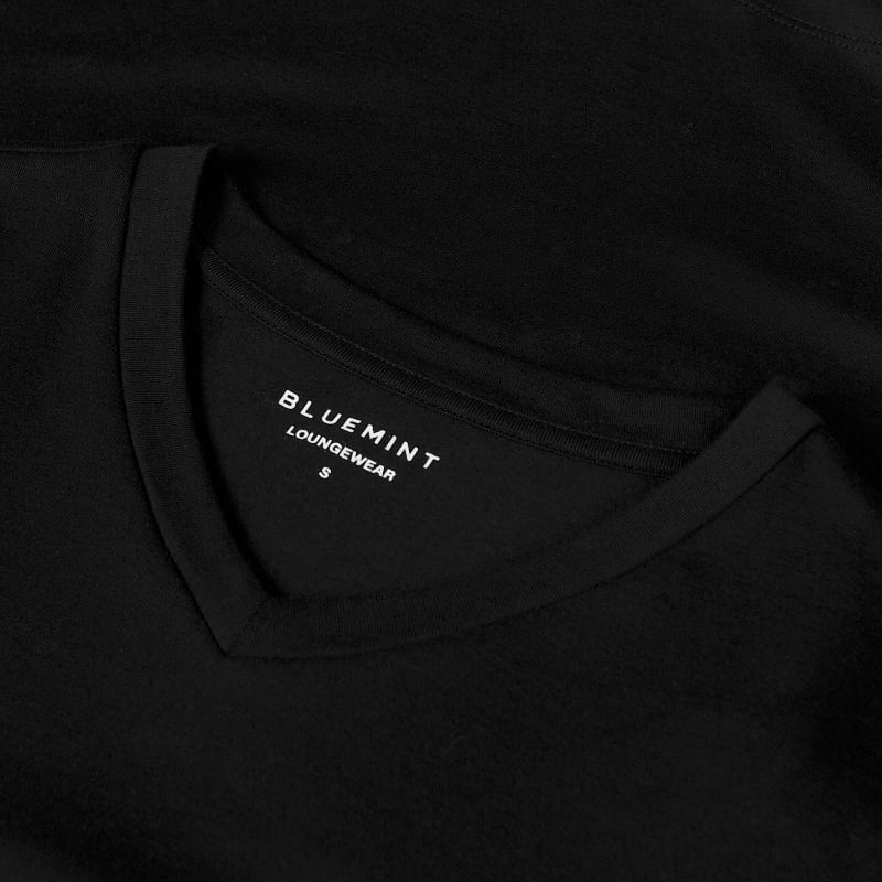 Bluemint PERCIE BLACK Cotton-Blend V-Neck T-Shirt