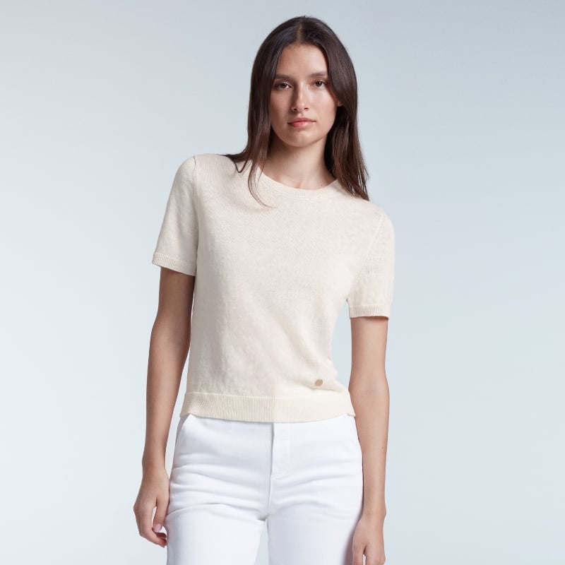 bluemint RENEE ECRU Knitted Short-Sleeve Blouse