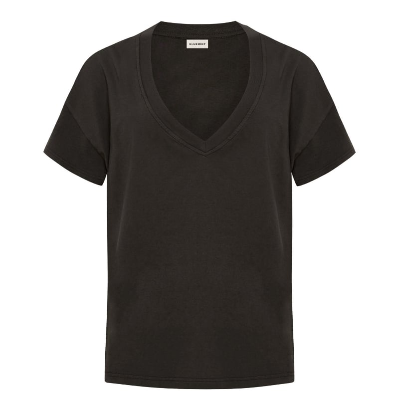 Bluemint RHODA BLACK Ribbed V-Neck T-Shirt