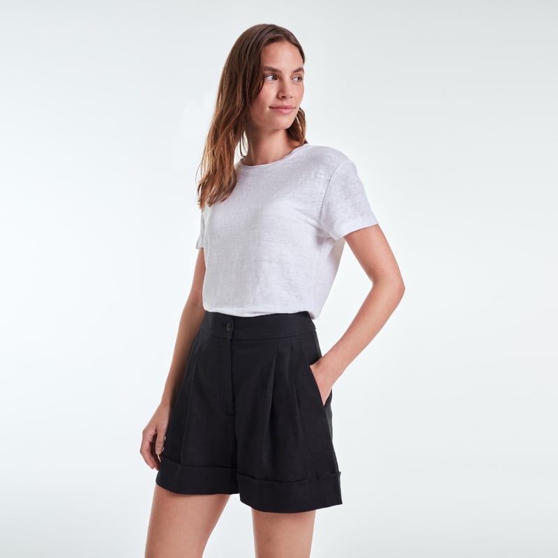 Bluemint ROMY BLACK Pleated Linen Shorts