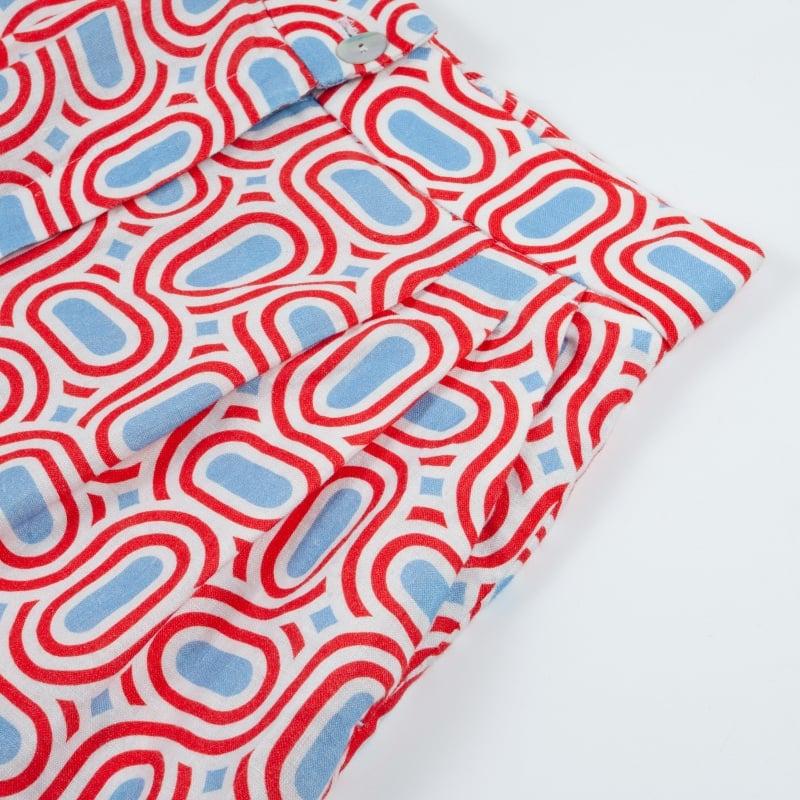 Bluemint ROMY RED DIAMOND Pleated Linen Shorts