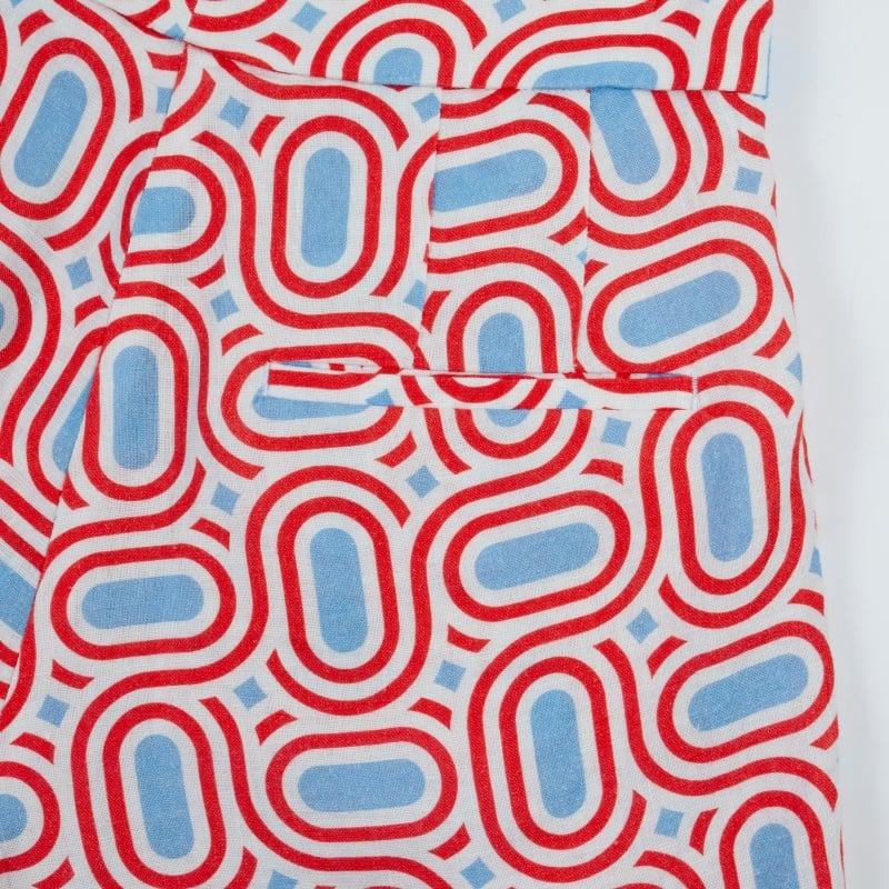 Bluemint ROMY RED DIAMOND Pleated Linen Shorts