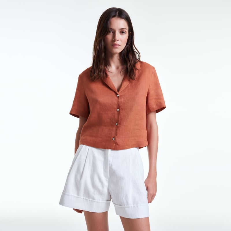 bluemint ROMY WHITE Pleated Linen Shorts