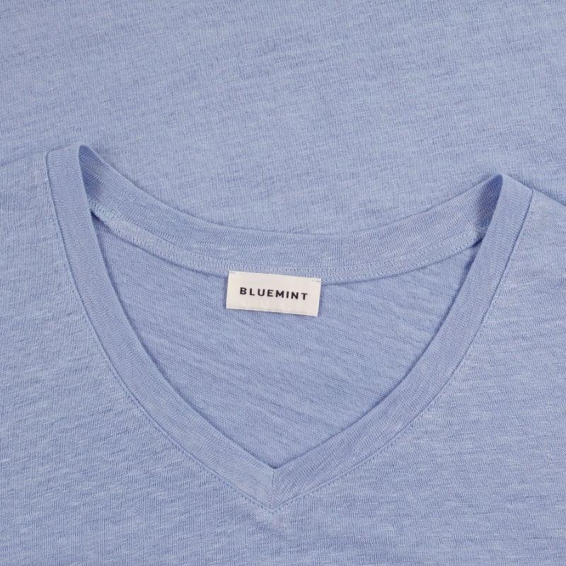 Bluemint RORY CHAMBRAY BLUE V-Neck Linen T-Shirt