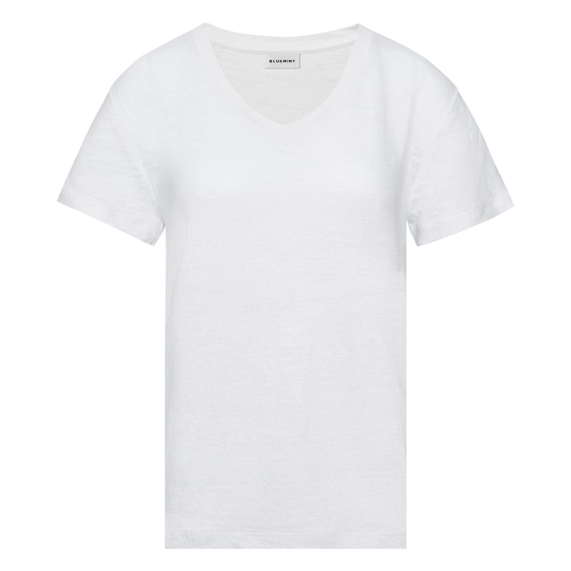 Bluemint RORY WHITE V-Neck Linen T-Shirt